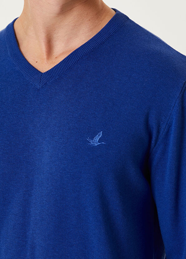 Beymen Club Sax Blue V-Neck Sweater - 4