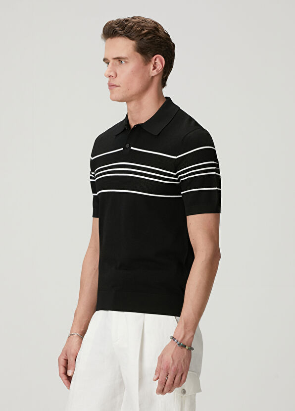 Beymen Club Black And White Line Detail Polo Knitwear - 4