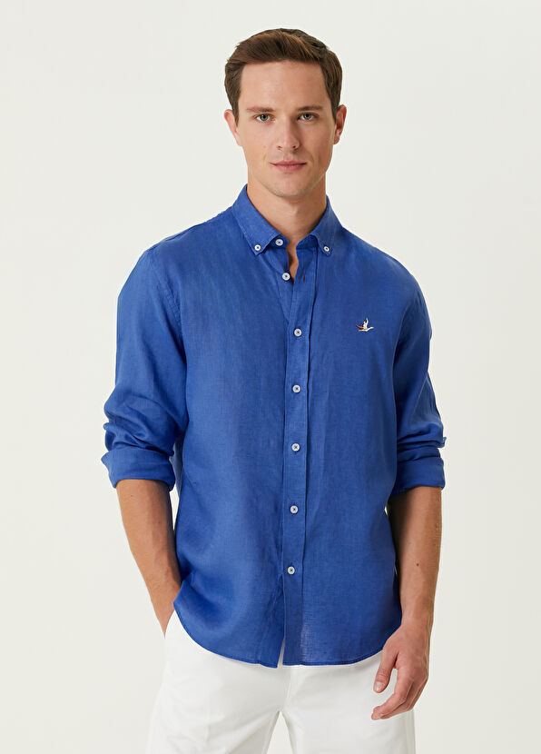 Beymen Club Comfort Fit Kobalt Keten Gömlek - 1