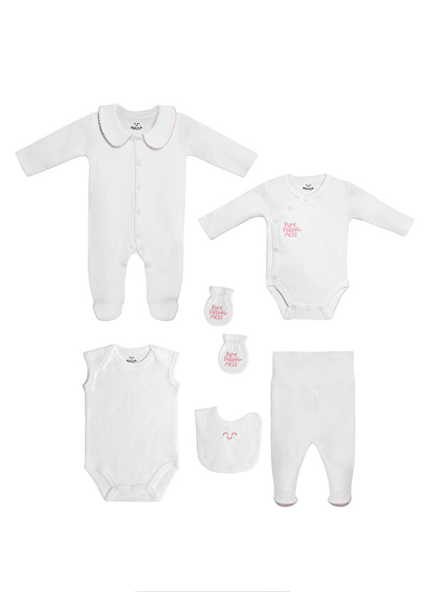 Agula Beyaz Pembe 10 Parça Yenidoğan Hastane Çıkış Seti - 1