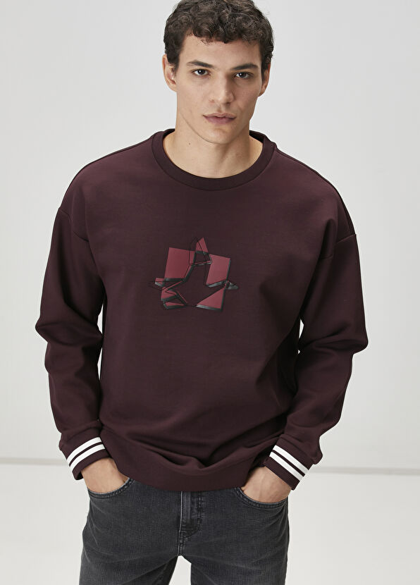 Beymen Club Bordo Logo Baskılı Sweatshirt - 1