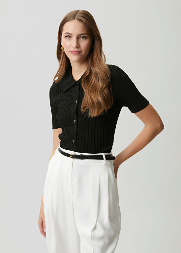 Beymen Club Black Short-Sleeve Polo Sweater - 4