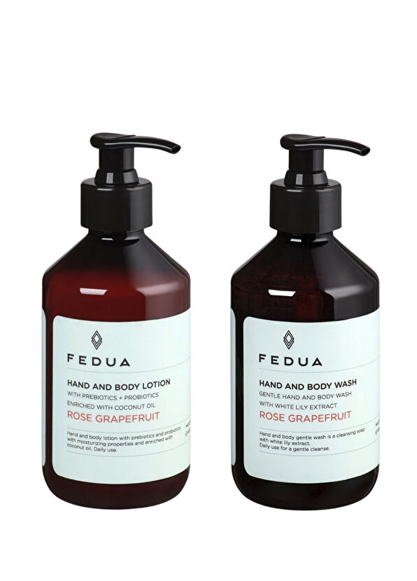 Fedua Hand And Body Lotion Rose Grapefruit Moisturizing Body Lotion 300 ml + Hand And Body Wash Rose Grapefruit Shower Gel 300 ml Skin Care Set of 2 - 1