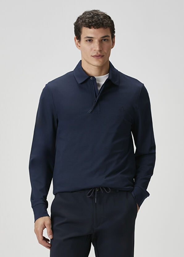 Beymen Club Slim Fit Dark Navy Blue Polo Neck Sweatshirt - 1