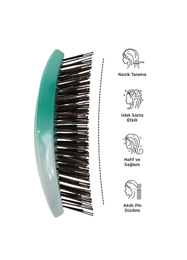 FENDA Profesyonel Aurora Green 4 Pinli Oval Yeşil Saç Fırçası - 2