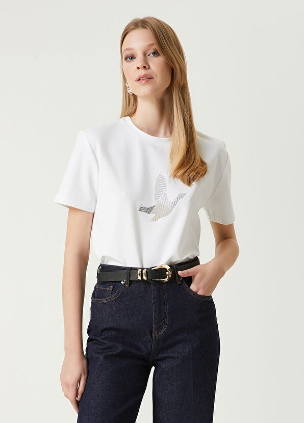 Beymen Club Beyaz Hotfix Logolu T-shirt - 1