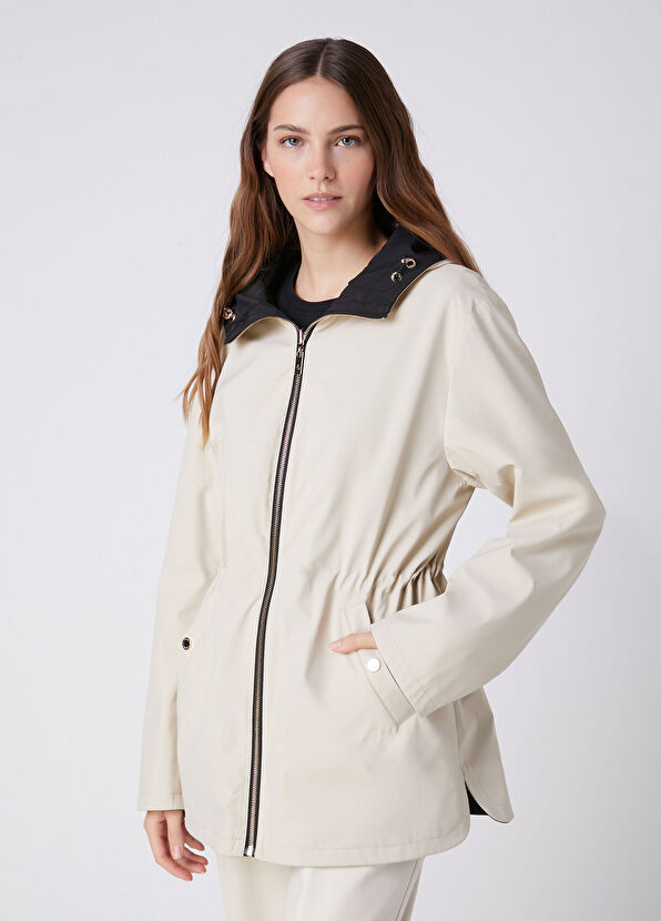 Beymen Club Black Ecru Reversible Hooded Coat - 4
