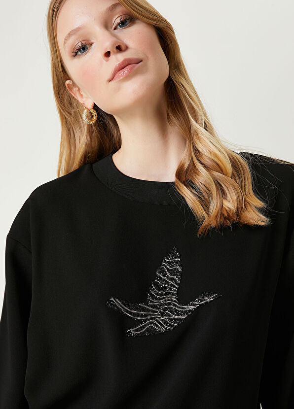 Beymen Club Siyah İşlemeli Logolu Krep Bluz - 2