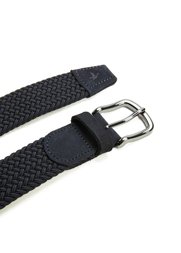 Beymen Club Navy Blue Knit Textured Men's Leather Belt - 2