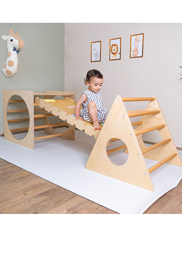 Orfis Kids Montessori Ahşap Çocuk Pikler Karesi Üçgen ve Rampa Üçlü Set - 4