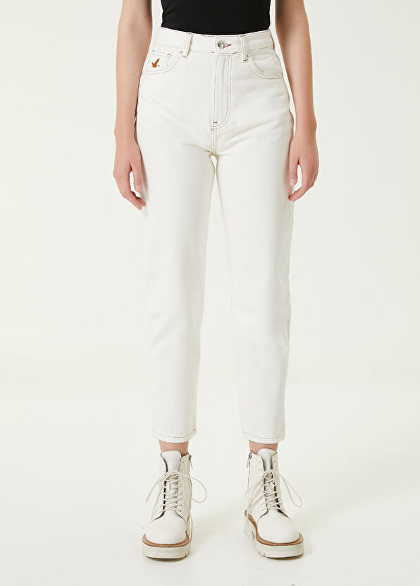 Beymen Club Ekru Klasik Mom Fit Jean Pantolon - 2