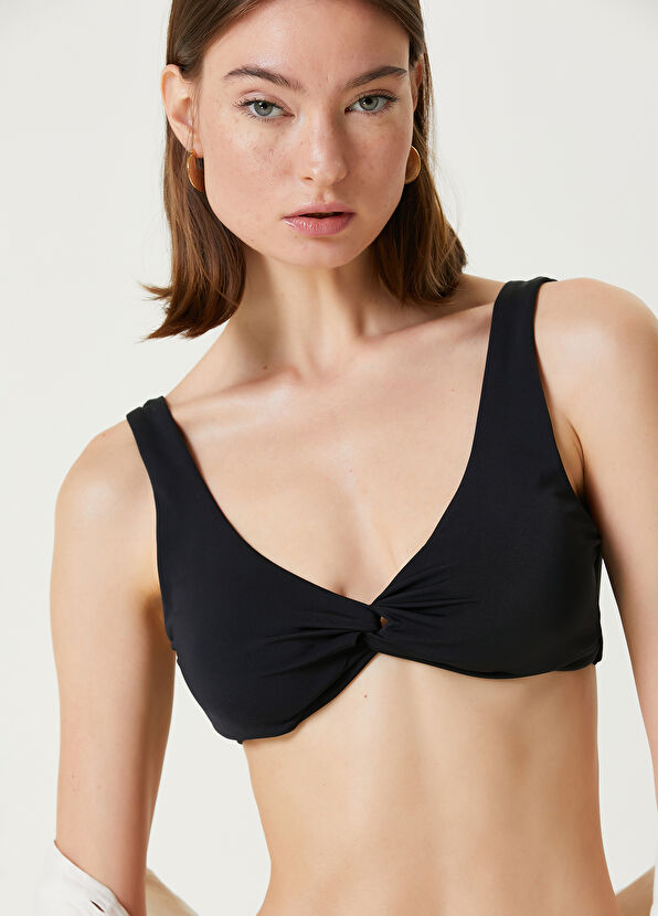 Beymen Club Siyah Düğüm Büzgülü Üçgen Bikini Üstü - 2