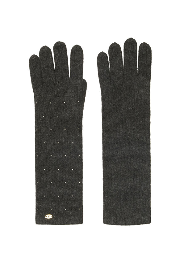 Beymen Club Anthracite Women's Long Cashmere Gloves - 1
