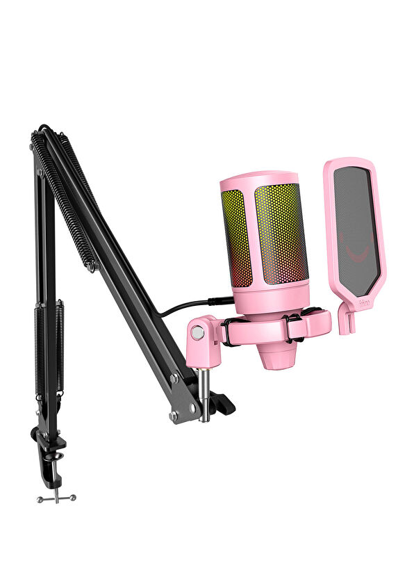 Fifine Ampligame A6TP Rgb Usb Pembe Mikrofon Seti - 1