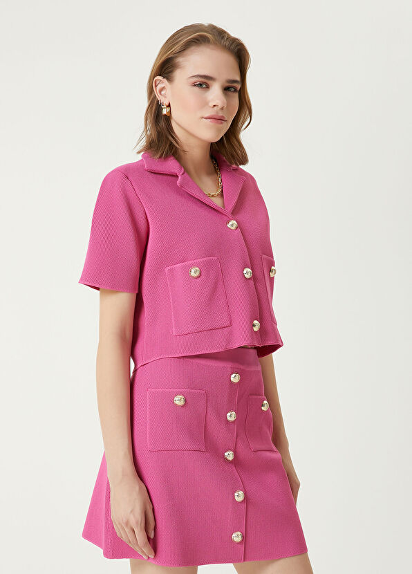 Beymen Club Fuşya Crop Triko Ceket - 1