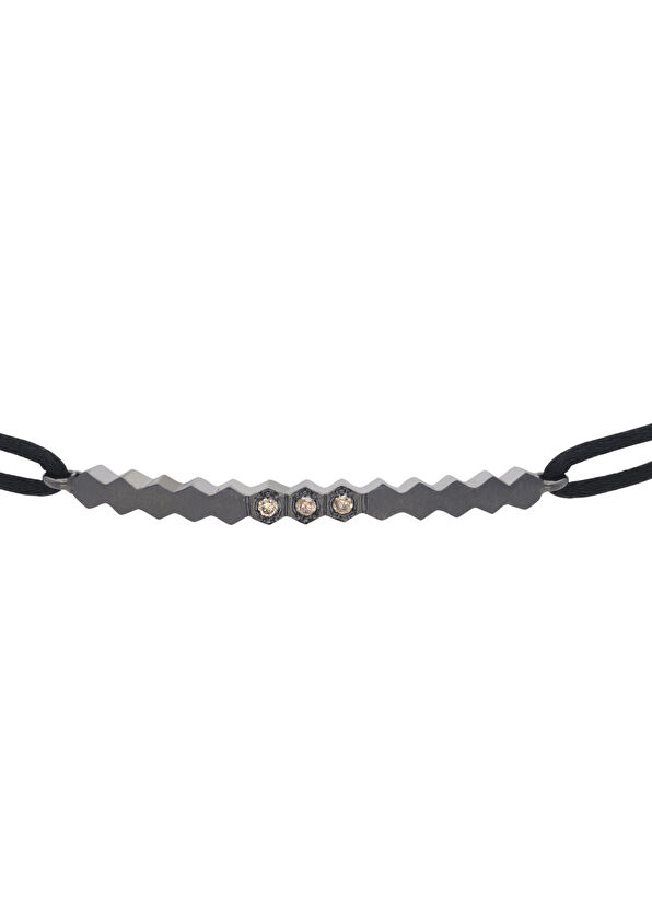 Aleyna Cebeci Jewelry Zenith Kahve Pırlantalı İpli Gümüş Erkek Bileklik - 2