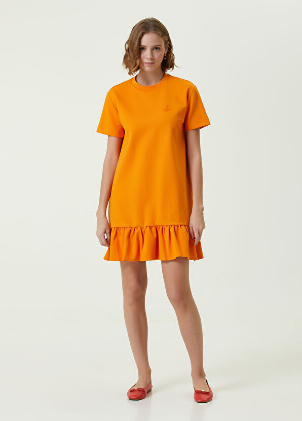 Beymen Club Turuncu Fırfırlı Etekli Mini Jersey Elbise - 2