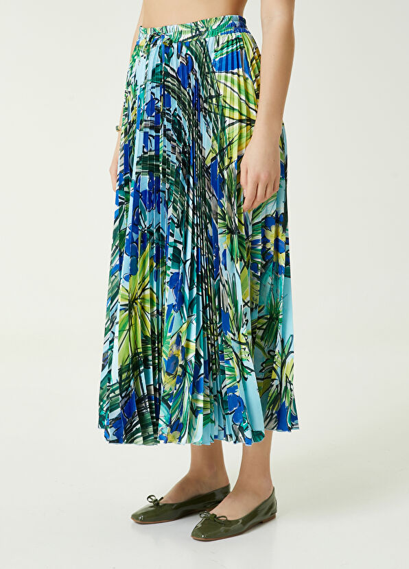 Beymen Club Yeşil Mavi Botanik Desenli Uzun Etek - 3