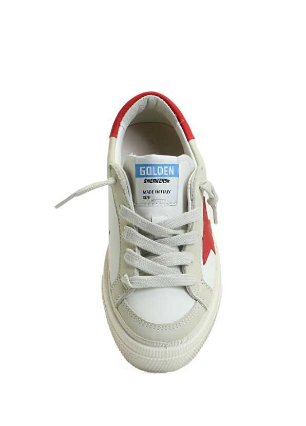 Golden Goose May Beyaz Kırmızı Logolu Çocuk Deri Sneaker - 2