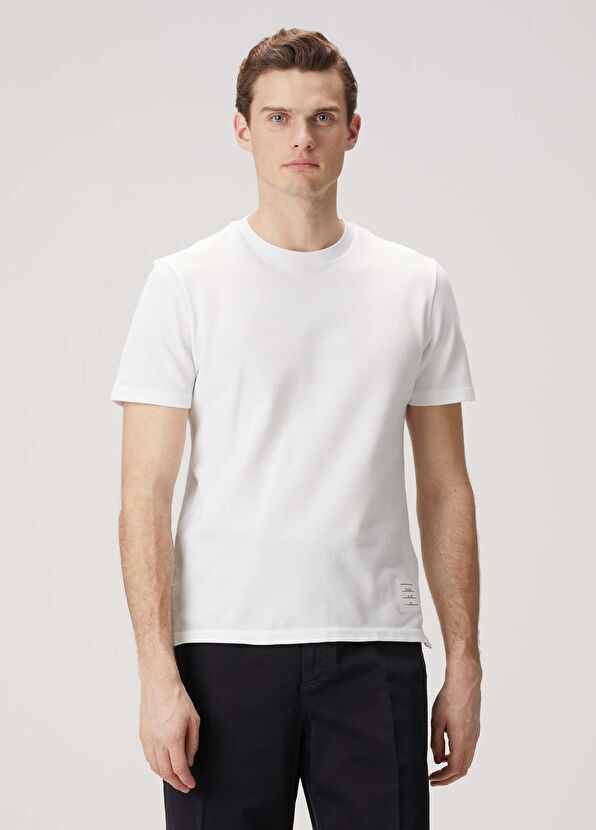 Thom Browne Beyaz Logo Detaylı T-shirt - 1