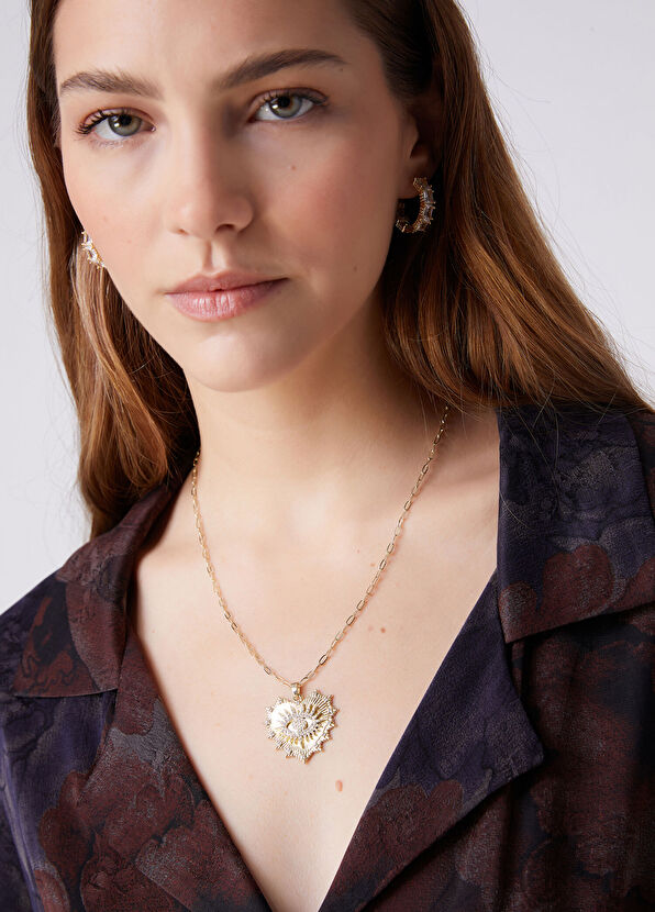 Beymen Club Gold Eye Heart Women's Necklace - 2