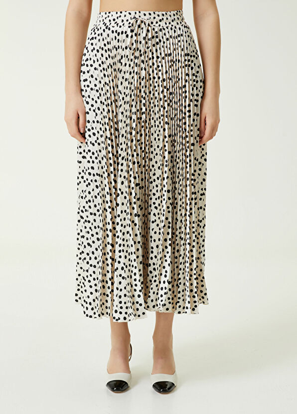 Beymen Club Ekru Puantiye Desenli Uzun Etek - 3