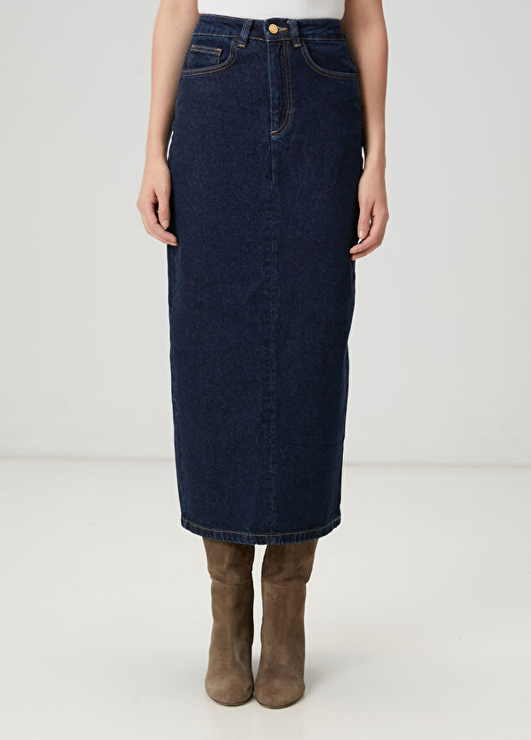 Beymen Club Indigo Midi Denim Etek - 4