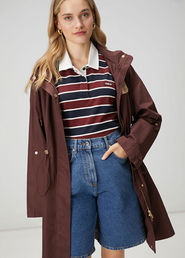 Beymen Club Midi Overcoat With Burgundy Crystal Logo - 2