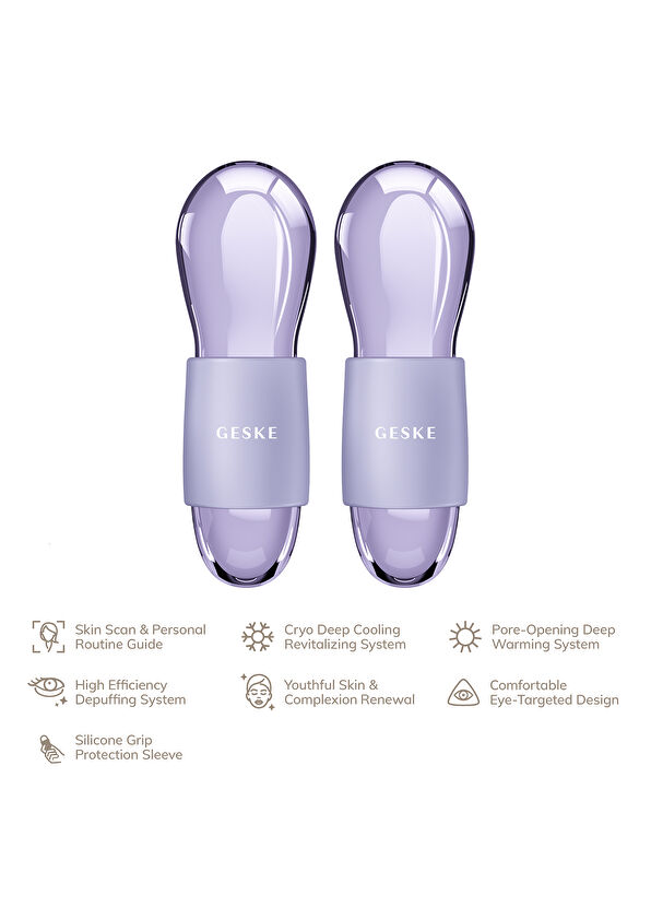 Geske Cool & Warm Duo Eye Massager Purple Sıcak ve Soğuk Göz ve Yüz Masaj Aleti - 3