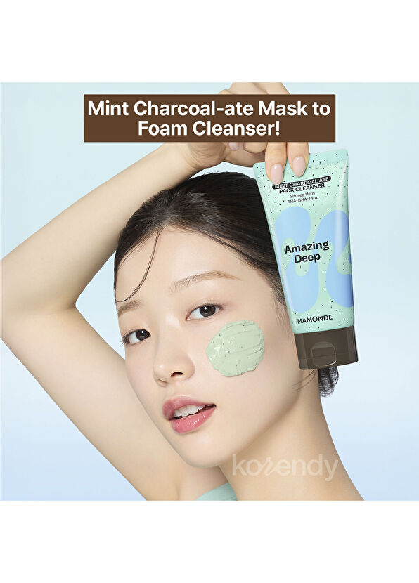 Mamonde Amazing Deep Mint Charcoal-ate Mask To Foam Cleanser Gözenek Arındırıcı ve Serinletici Nane & Kömür İçeren Maske Köpük Temizleyici 135 gr - 3