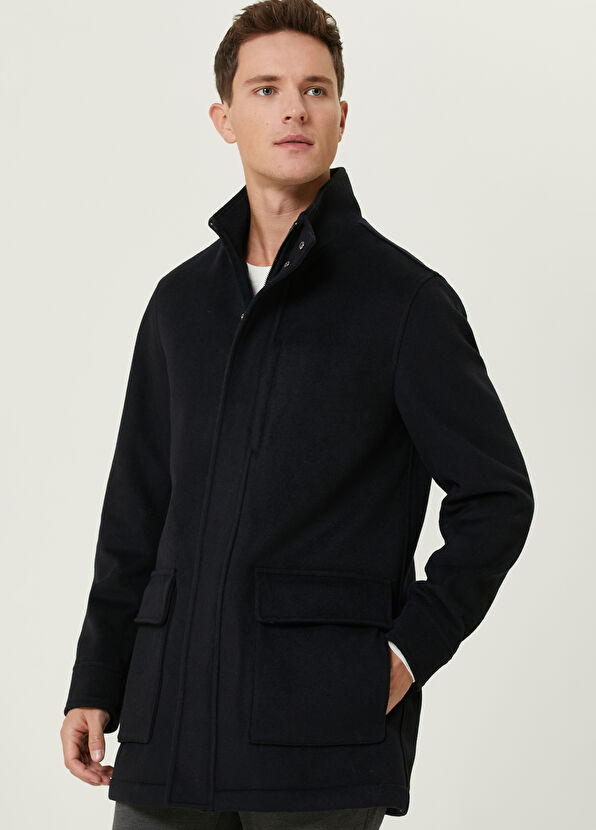 Beymen Club Lacivert Yün Flanel Kaban - 2