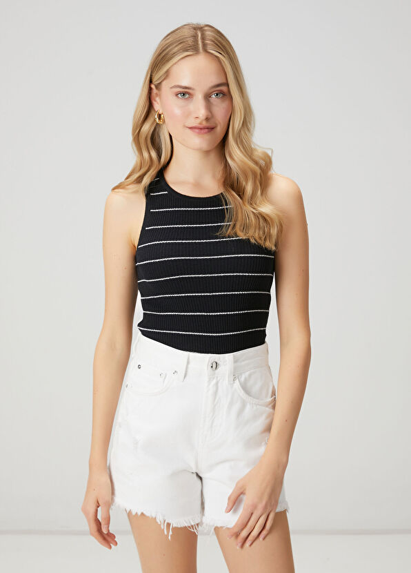 Beymen Club Navy Blue White Striped Knit Tank Top - 1