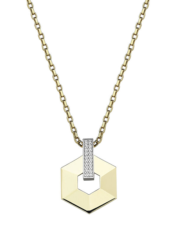 Reis Kuyumculuk Slope Büyük Boy Prılanta Taşlı 14 Ayar Pembe Altın Kadın Kolye - 1