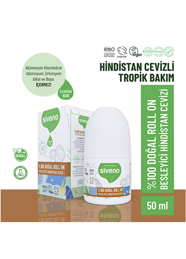 Siveno Natural Deodorant Herbal Vegan Coconut Roll On 50 ml - 2