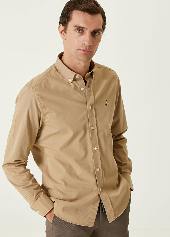 Beymen Club Comfort Fit Mink Gabardine Textured Shirt - 2