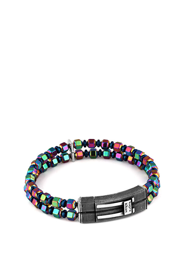 Kayra Khan Çok Renkli Erkek Gümüş Bileklik - 1