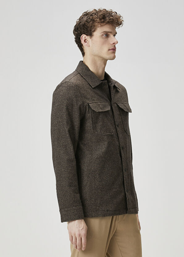 Beymen Club Siyah Kahverengi Dokulu Dış Gömlek - 3