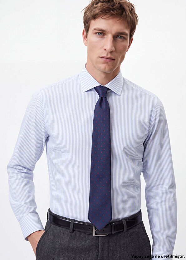 Beymen Club Comfort Fit Blue White Striped Non-Iron Shirt - 1