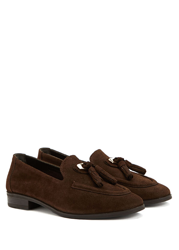 Beymen Club Koyu Kahverengi Kadın Süet Loafer - 2