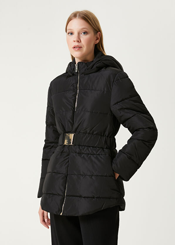 Beymen Club Black Hooded Lock Belt Detailed Puff Coat - 1