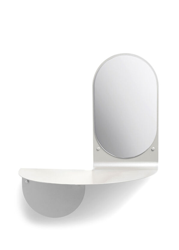 KLEVERING Flip Açık Gri Metal Raflı Duvar Aynası - 1