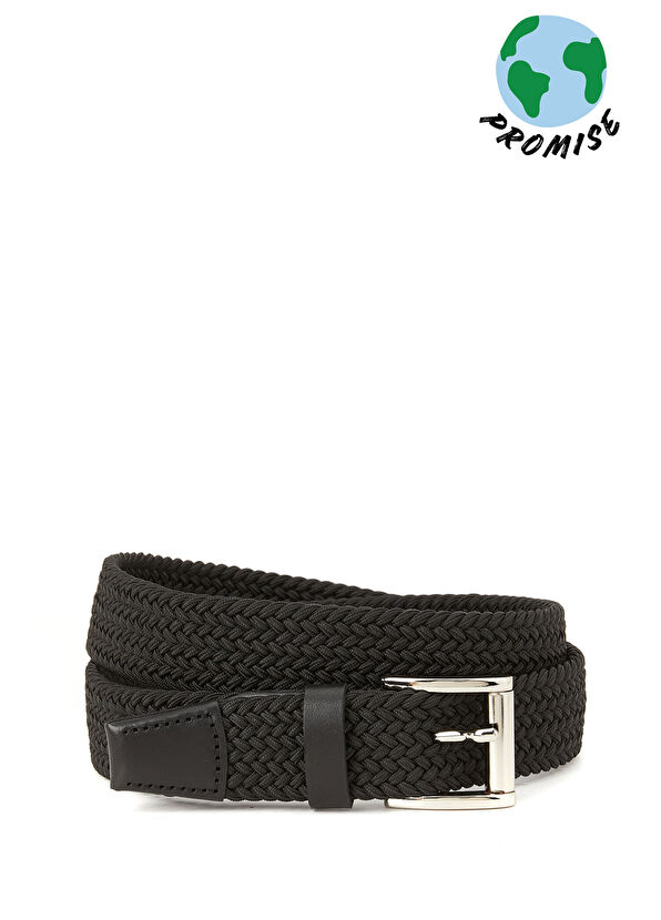 Beymen Collection Siyah Düz Örgü Erkek Koton Kemer - 1