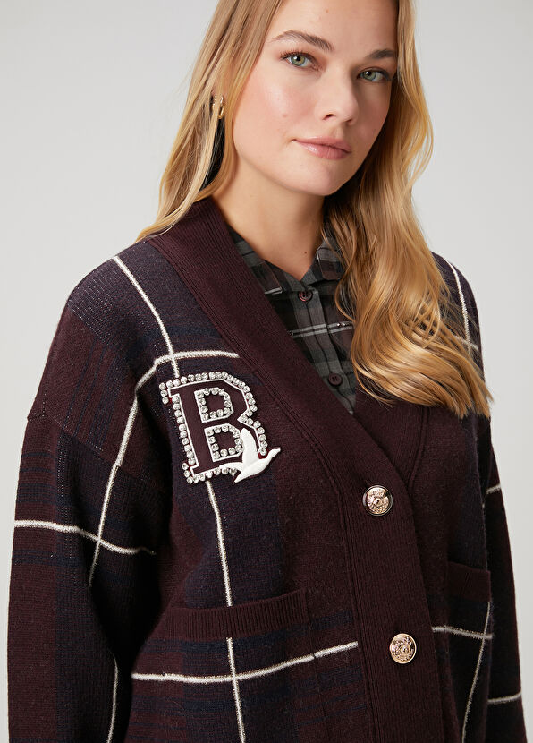 Beymen Club Bordo Ekoseli Yün Hırka - 2