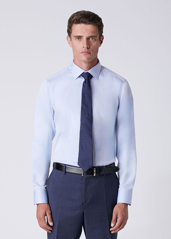 Beymen Club Slim Fit Blue Non-Iron Twill Shirt - 1