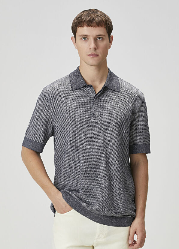 Zegna Koyu Mavi Polo Yaka T-shirt - 1