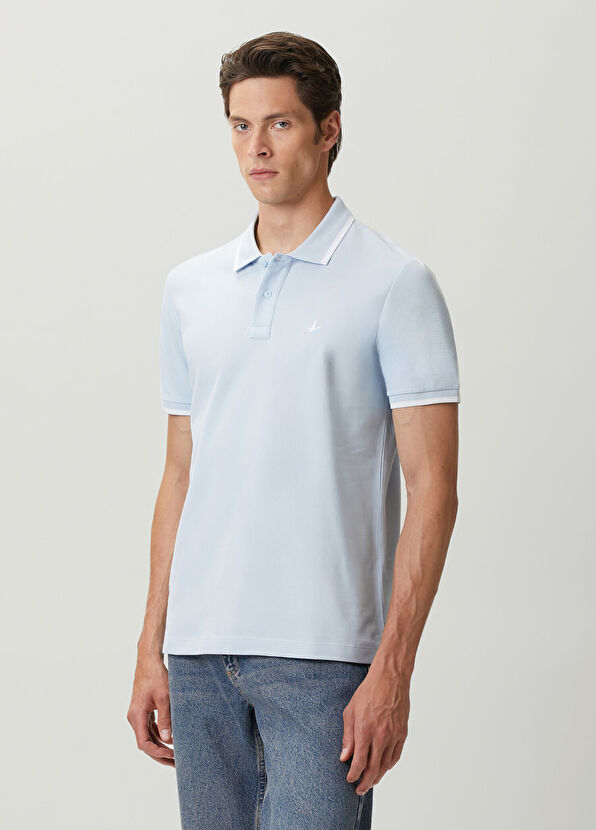 Beymen Club Light Blue White Polo Buttoned T-Shirt - 2