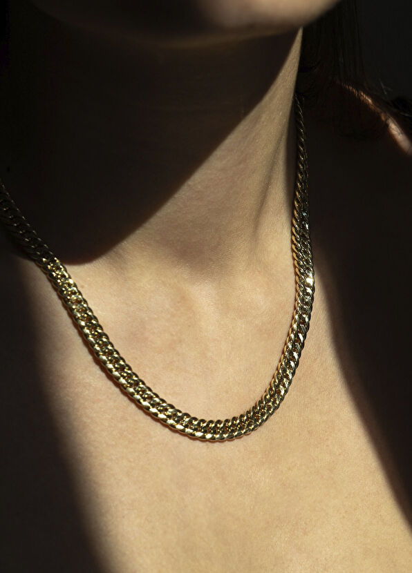 Hallow Gurmet 14 Ayar Altın Unisex Zincir Kolye - Görsel 3