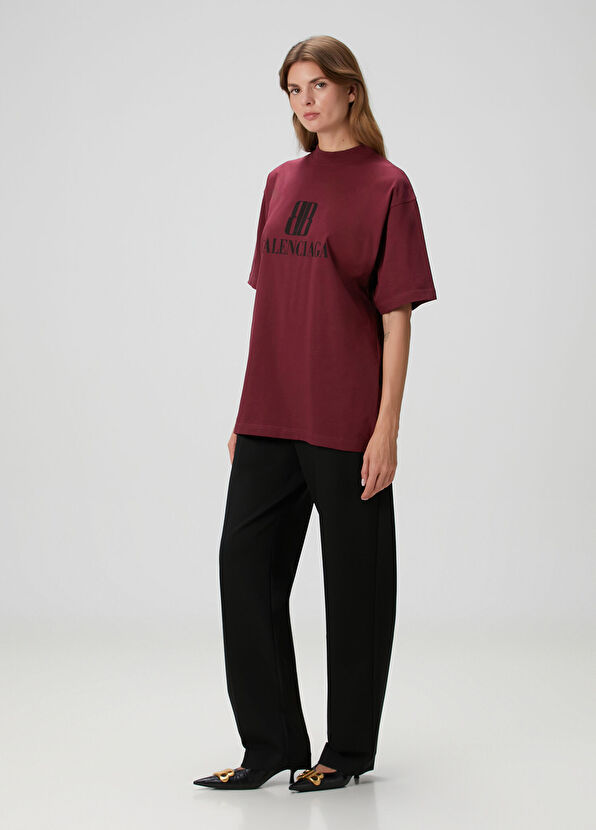 Balenciaga Bordo Logo Baskılı T-shirt - 2