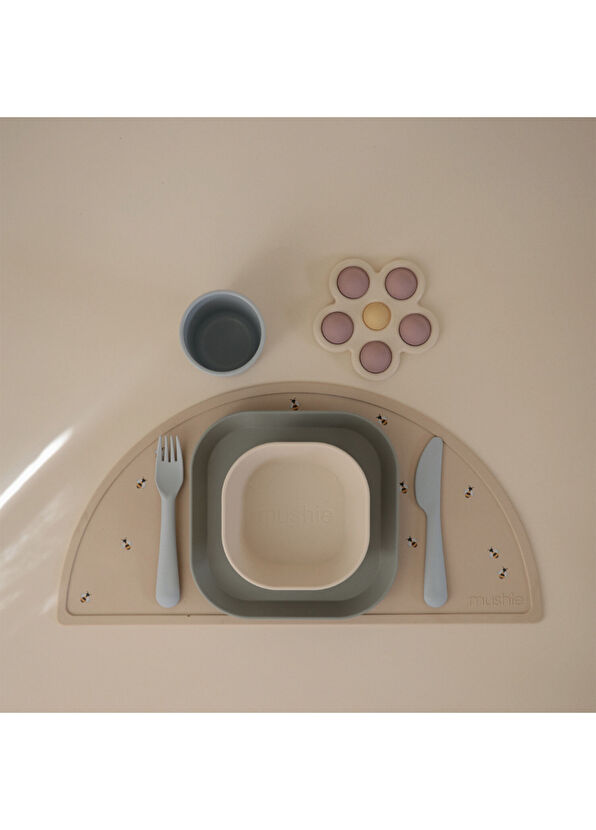 Mushie Cloud Gri Bebek Çocuk Çatal Kaşık Bıçak Seti  - 2