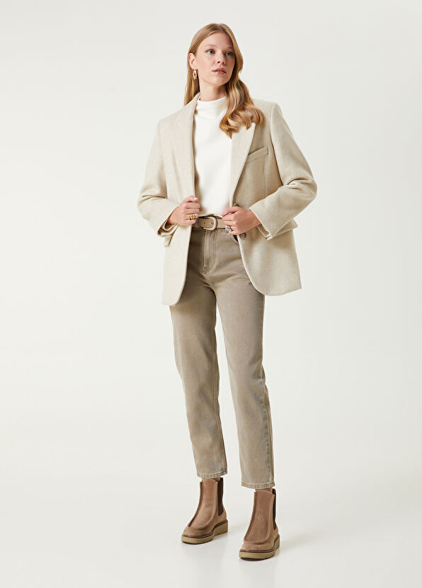 Beymen Club Ecru Patterned Wool Jacket - 3